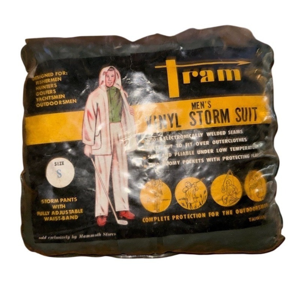 Tram Storm Suit Rainsuit Set Mens Size S Green Jacket & Pants Vintage‎ Classic